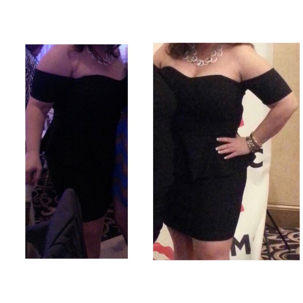 Black off the shoulder little black dress!